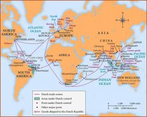 Dutch trading routes by Dutch East India Company. 