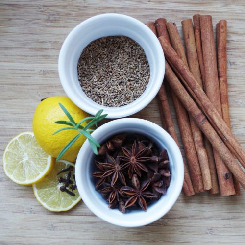 Adding aniseed, cinnamon or lemon to herbal teas for taste