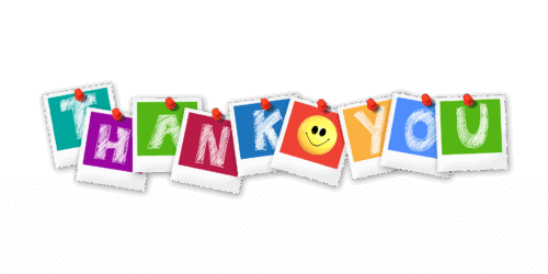 cartoon polaroid's spell out THANK YOU